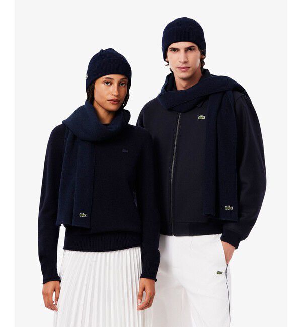 LACOSTE「ウールブレンドニットマフラー＆ビーニーギフトセット」|その他|