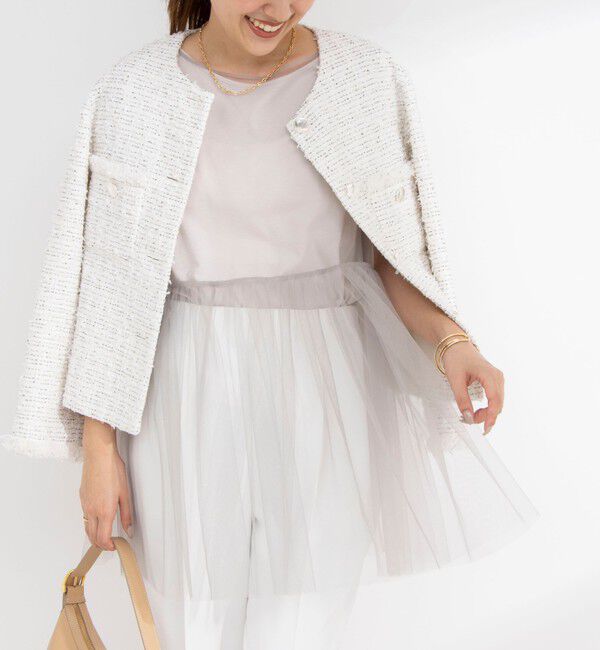 NOLLEY'S「2WAYチュール ノースリーブブラウス」|シャツ・ブラウス|ベージュ