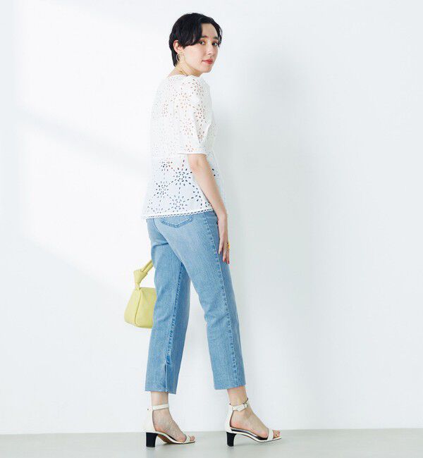 NOLLEY'S「《セットアップ対応》Brocheレース パワショル半袖ブラウス」|シャツ・ブラウス|