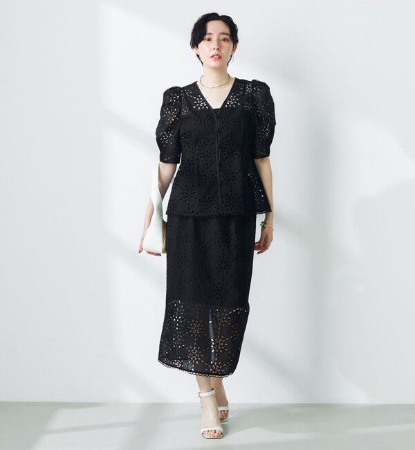 NOLLEY'S「《セットアップ対応》Brocheレース パワショル半袖ブラウス」|シャツ・ブラウス|