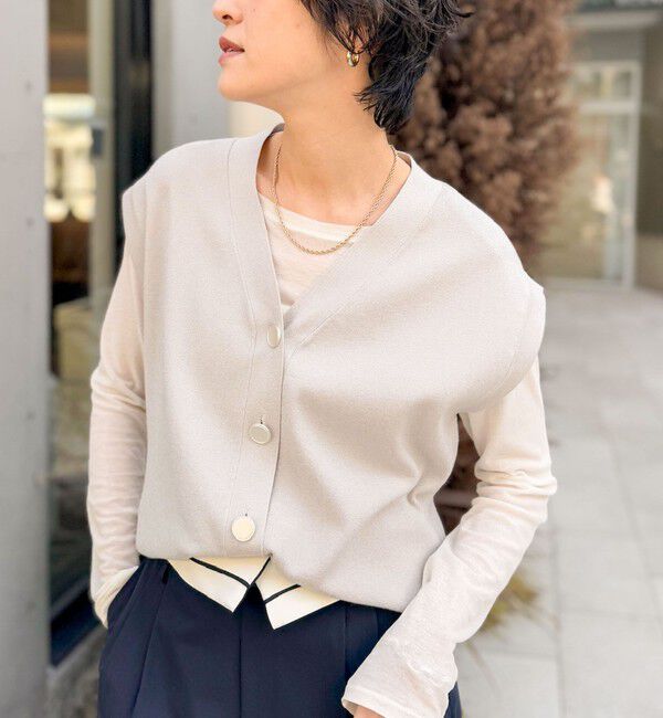 NOLLEY'S sophi「《手洗い可能》《オールシーズン/セットアップ対応》ラメ総針ニットジレ」|ニット・セーター|ベージュ