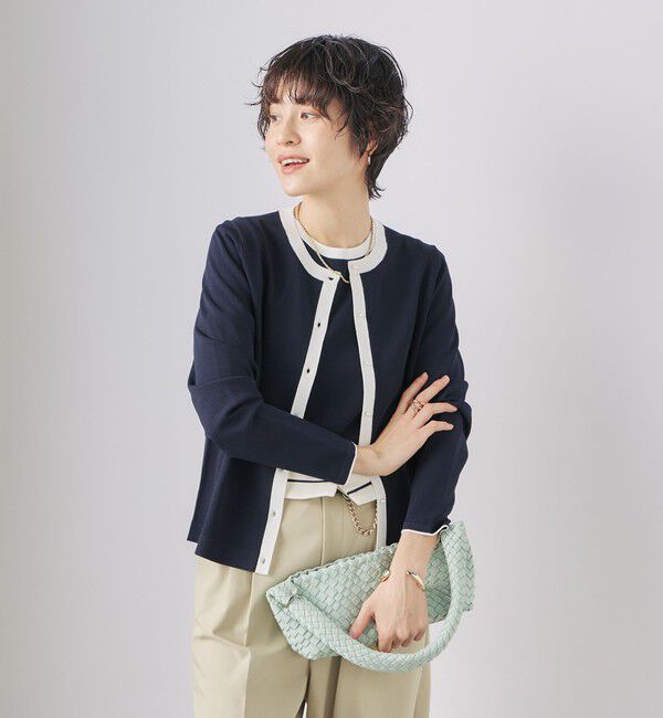 NOLLEY'S sophi「《アンサンブル対応》《手洗い可能》マルチファンクションクルーネックカーディガン」|カーディガン|ダークネイビー