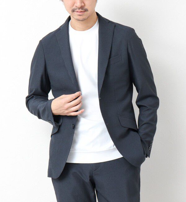 NOLLEY'S goodman「《ビジカジ/セットアップ対応》ドットサッカーストレッチジャケット 25SS」|テーラードジャケット|ネイビー