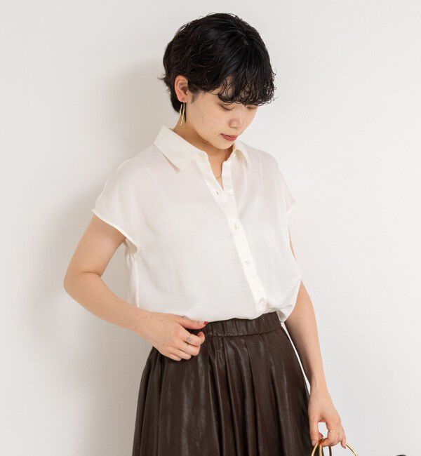 NOLLEY'S「裾リブサテンシフォンフレンチシャツ」|シャツ・ブラウス|