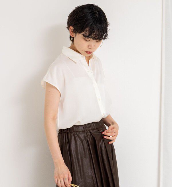 NOLLEY'S「裾リブサテンシフォンフレンチシャツ」|シャツ・ブラウス|