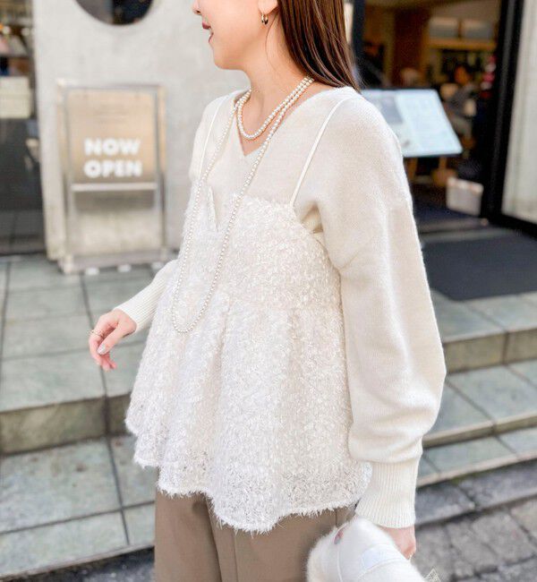 NOLLEY'S sophi「《セットアップ対応》ウォッシャブルフェザーチュールキャミブラウス」|キャミソール|オフホワイト