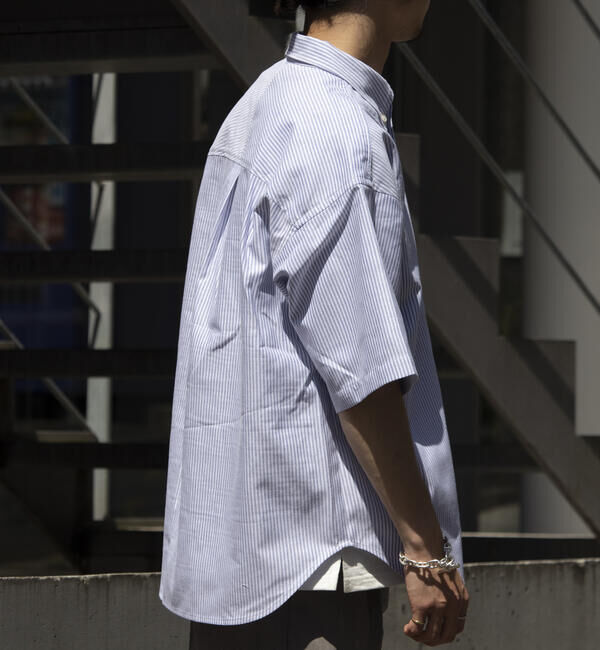 GLOSTER「【GLOSTER/グロスター】オーバーサイズ オックスボタンダウン ストライプシャツ 半袖」|シャツ・ブラウス|