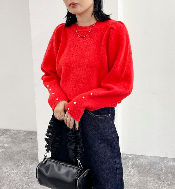 fredy emue「袖ボリュームパール付きニットプルオーバー」|ニット・セーター|