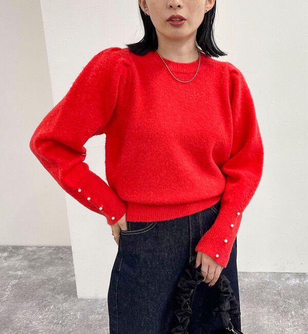 fredy emue「袖ボリュームパール付きニットプルオーバー」|ニット・セーター|