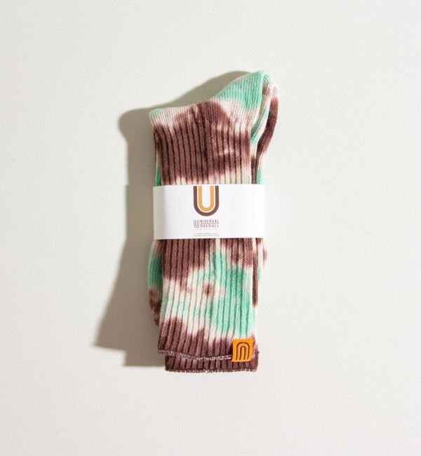 GLOSTER「【UNIVERSAL OVERALL/ユニバーサルオーバーオール】タイダイ柄リブソックス」|ソックス|グリーン系その他