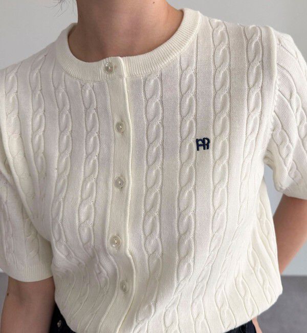 fredy emue「FR刺繍ケーブル柄半袖カーディガン」|カーディガン|