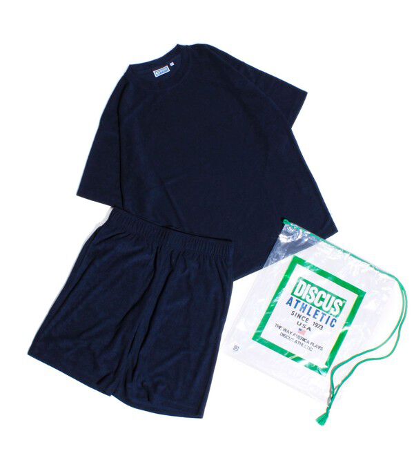 GLOSTER「【3点セット】【DISCUS ATHLETIC】パイルセットアップ Tシャツ＆ショーツ＆収納バッグ」|Tシャツ・カットソー|ネイビー