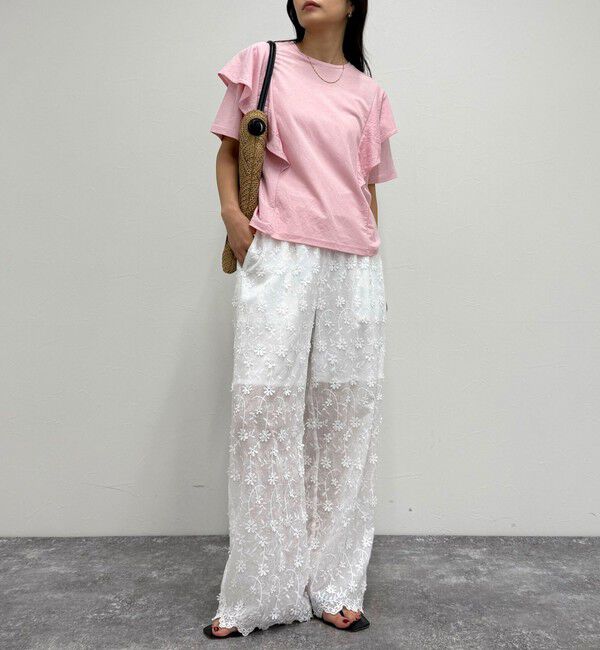 fredy emue「ラッフルショルダー半袖Tシャツ」|Tシャツ・カットソー|