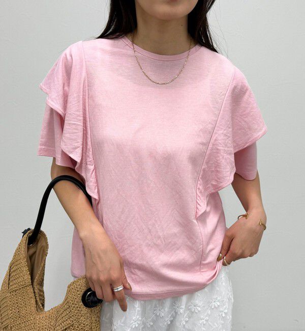 fredy emue「ラッフルショルダー半袖Tシャツ」|Tシャツ・カットソー|