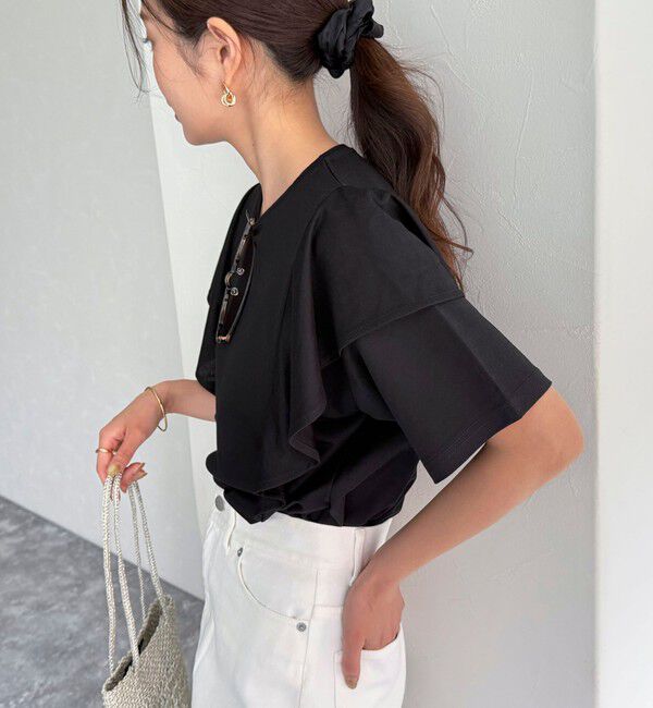 fredy emue「ラッフルショルダー半袖Tシャツ」|Tシャツ・カットソー|