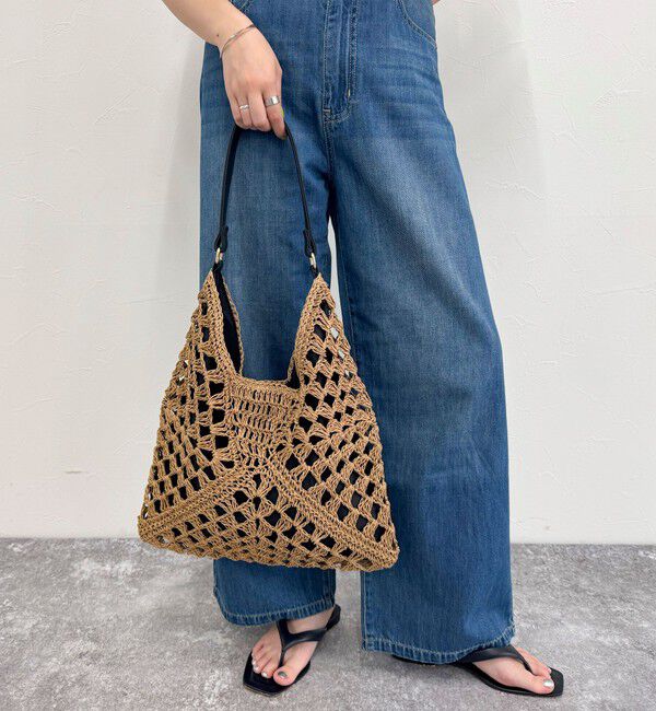 fredy emue「ペーパー透かし編みワンショルバッグ」|かごバッグ|ベージュ