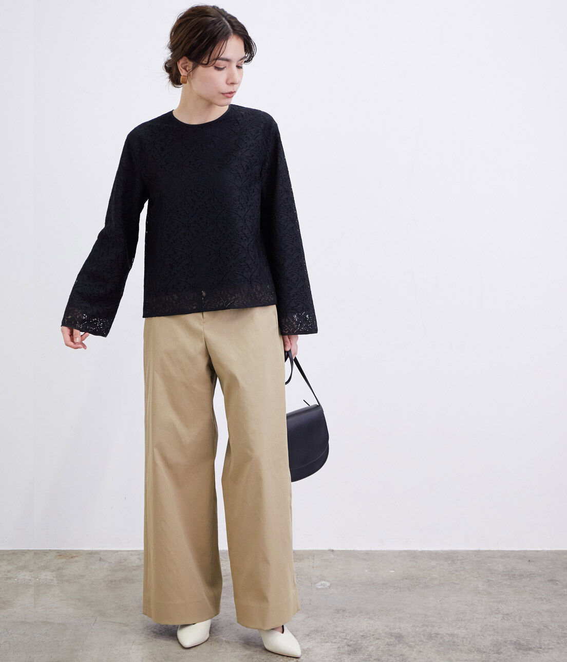 SALON adam et rope'「【UVカット・吸汗速乾】コットンライクポリエステルワイドパンツ」|その他|