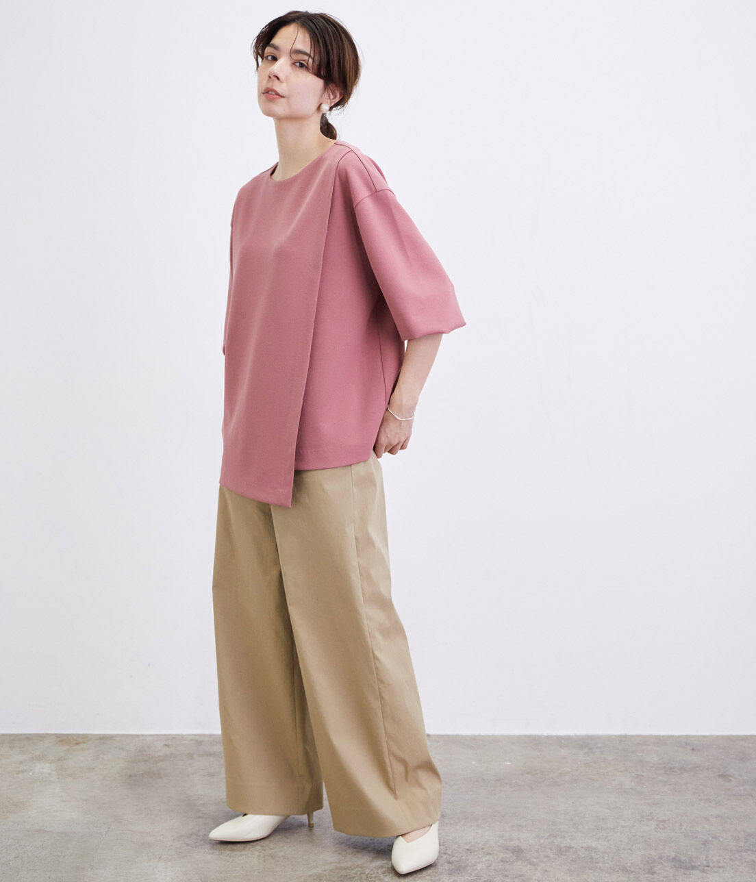 SALON adam et rope'「【UVカット・吸汗速乾】コットンライクポリエステルワイドパンツ」|その他|