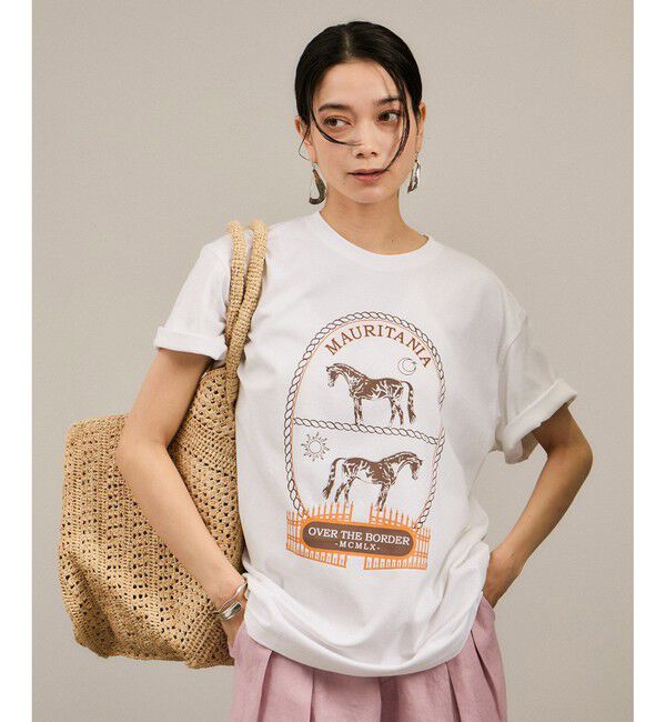 SALON adam et rope'「Over the Border グラフィックプリントTEE / レタリングTシャツ［洗える］」|Tシャツ・カットソー|ホワイト(10)