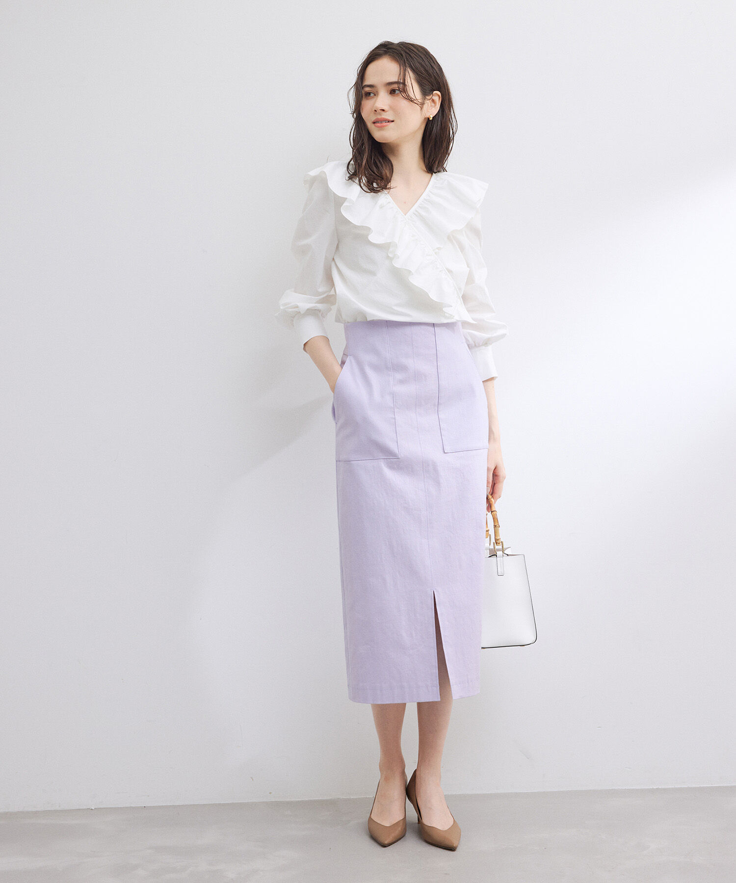 ROPE「カシュクールラッフルブラウス」|シャツ・ブラウス|