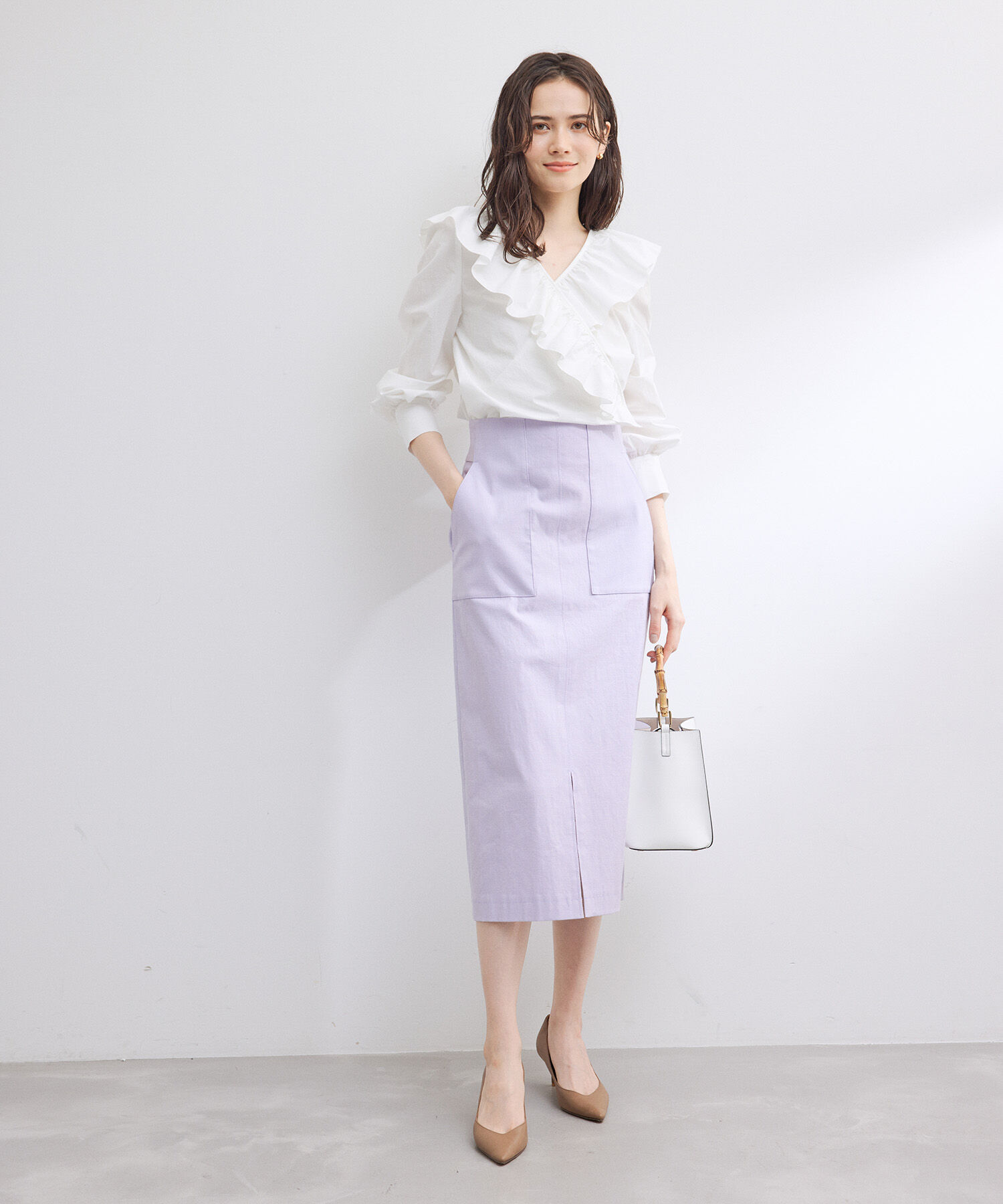 ROPE「カシュクールラッフルブラウス」|シャツ・ブラウス|