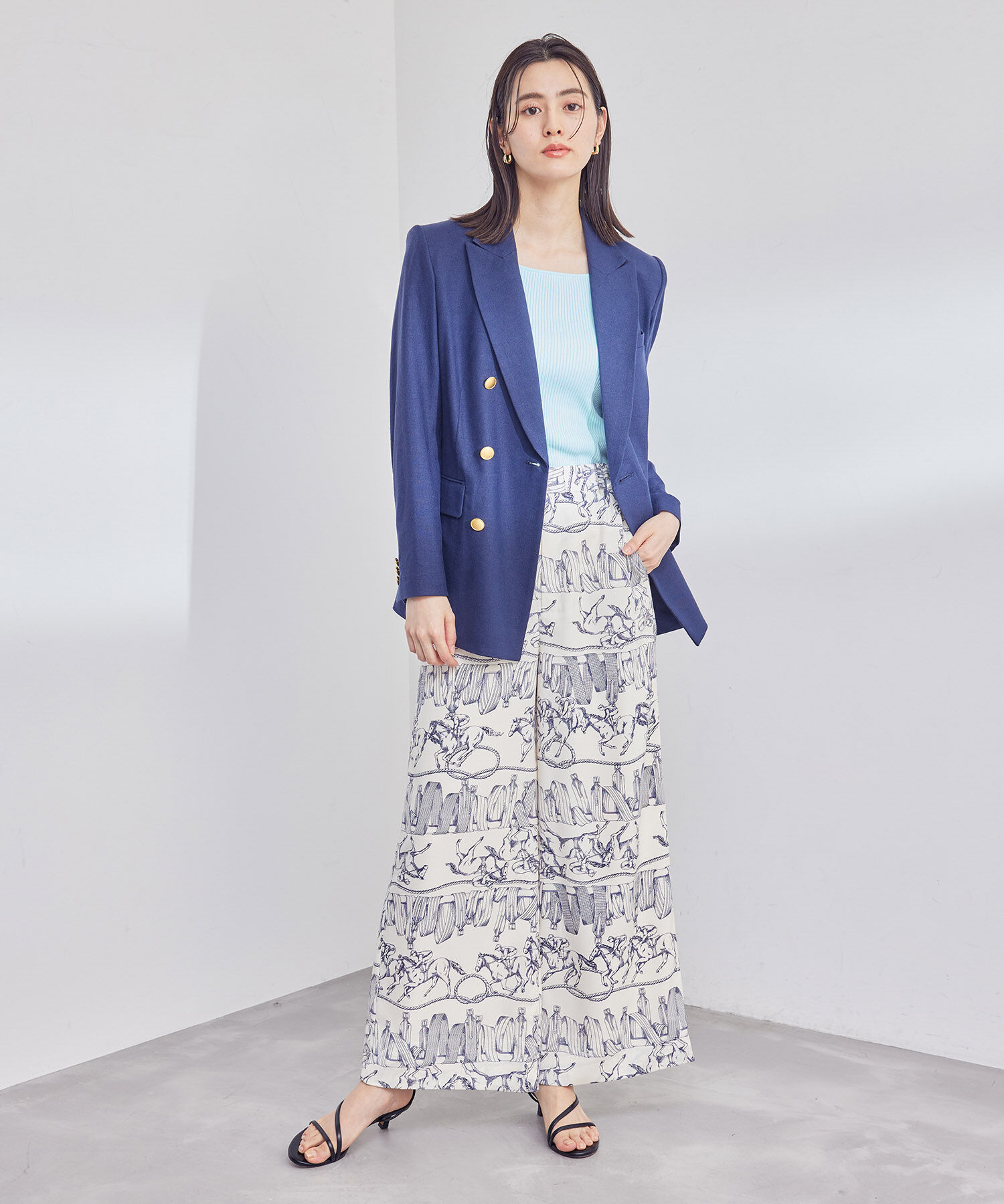 ROPE「【洗える】スクエアネック8分袖コットンリブニット」|Tシャツ・カットソー|