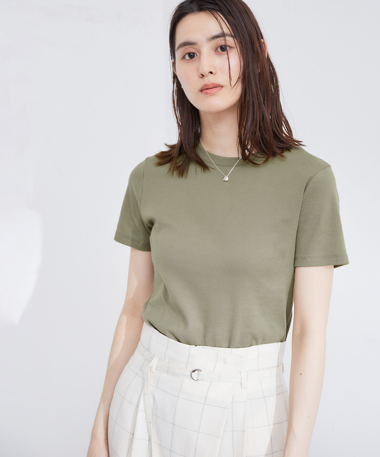 ROPE「【PETIT BATEAU（プチバトー）&times;ROPE'】ラウンドネックTEE」|Tシャツ・カットソー|オリーブ(37)