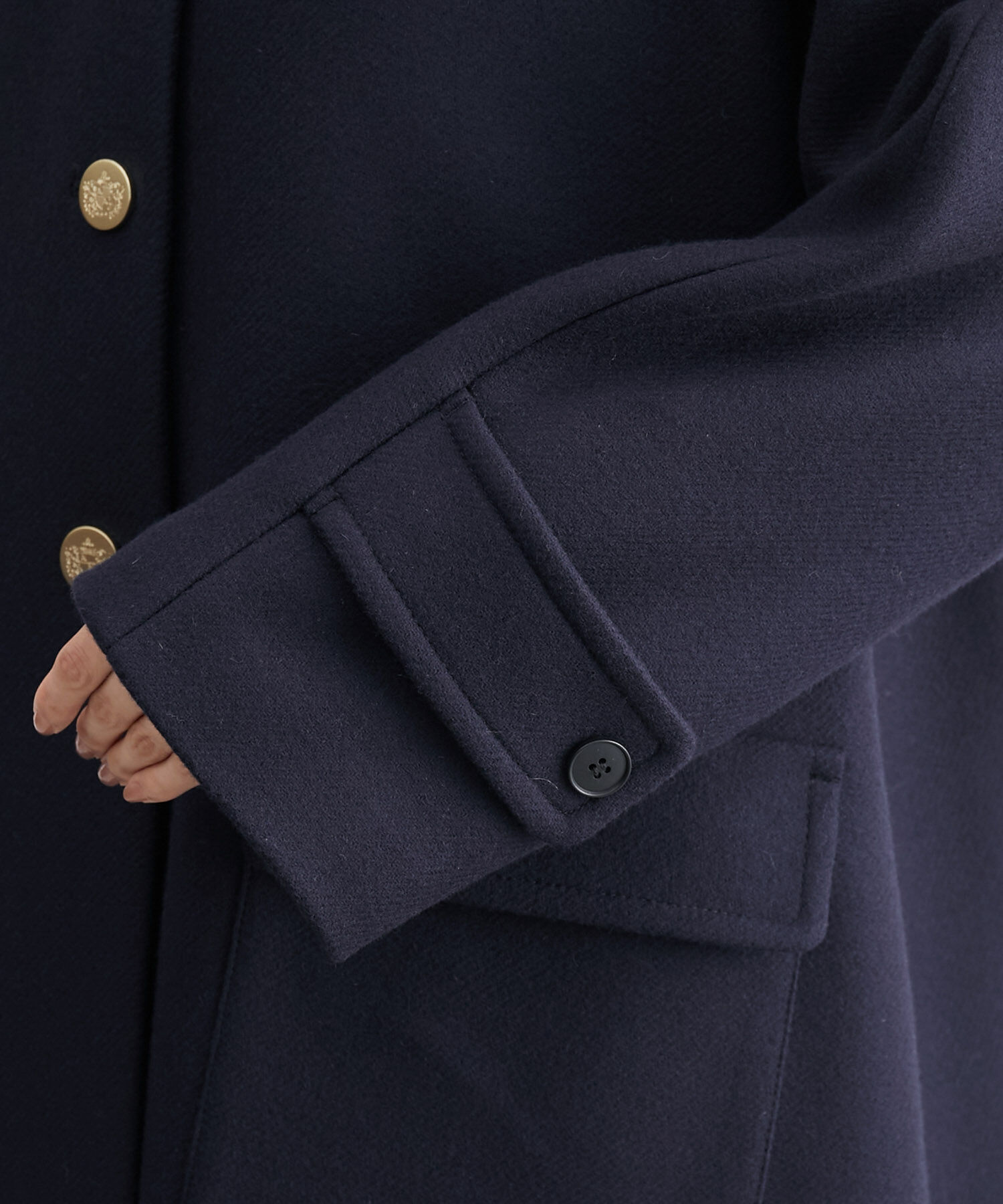 ROPE「【2way】ノーカラー/エコファー付け襟  メルトン Aライン ミドルコート」|その他|