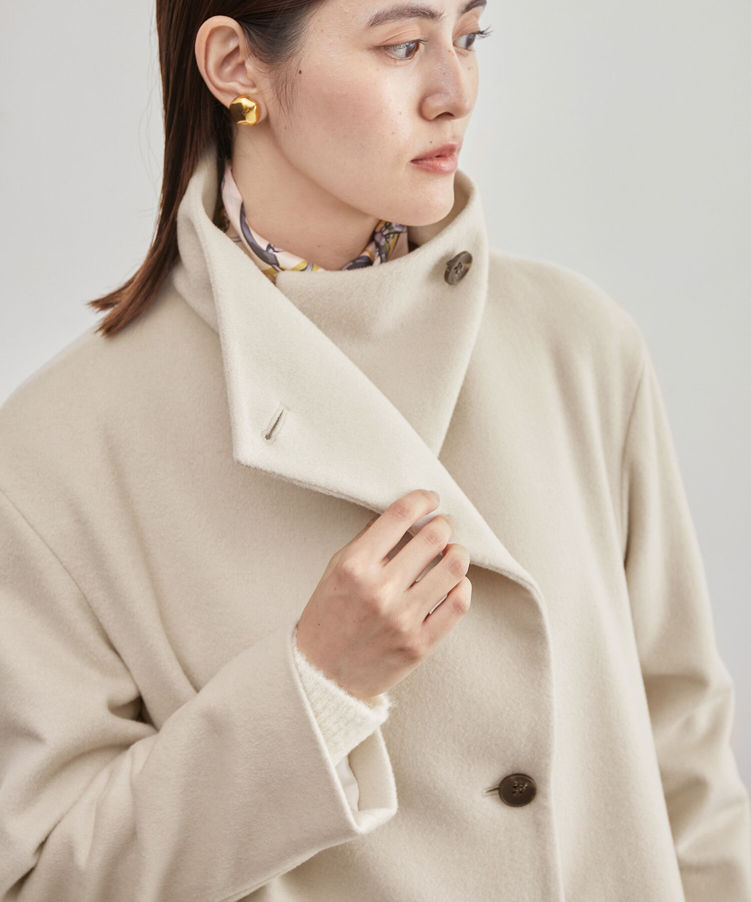 ROPE「【高評価】プレミアムカシミヤショートコート」|ステンカラーコート|