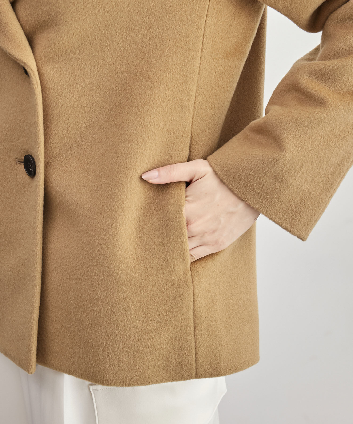 ROPE「【高評価】プレミアムカシミヤショートコート」|ステンカラーコート|