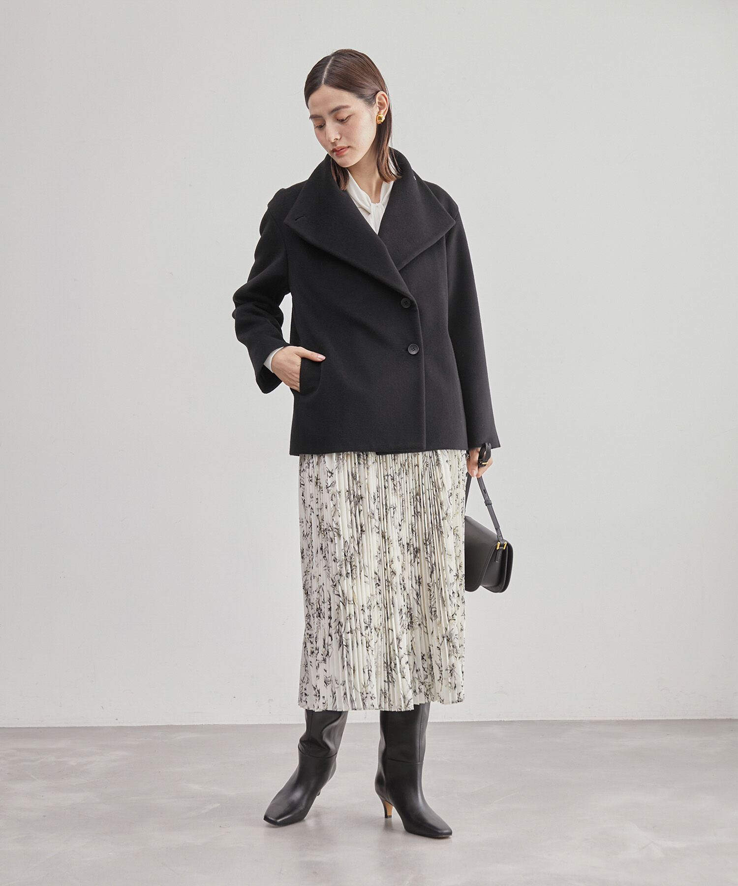 ROPE「【高評価】プレミアムカシミヤショートコート」|ステンカラーコート|