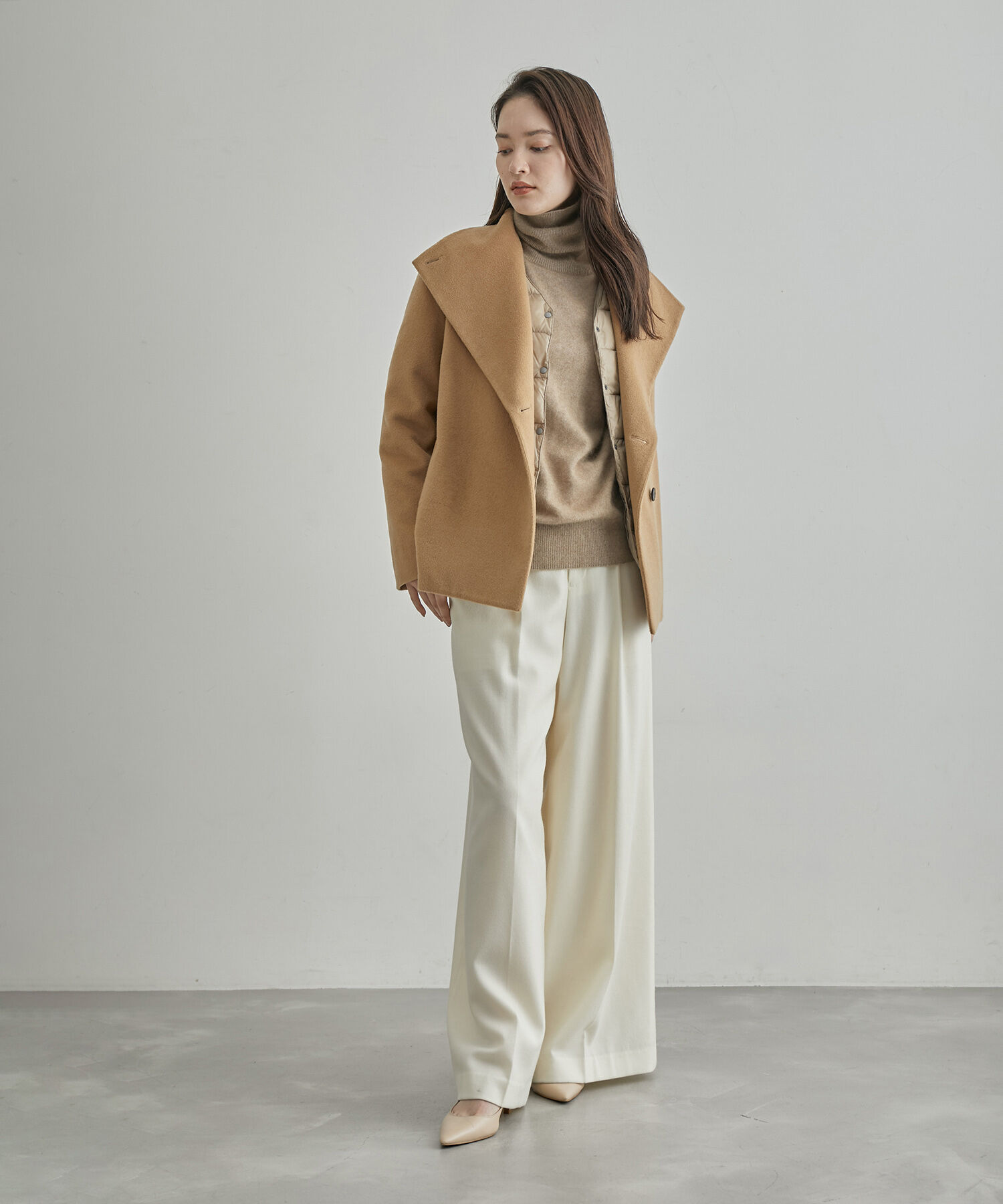 ROPE「【高評価】プレミアムカシミヤショートコート」|ステンカラーコート|