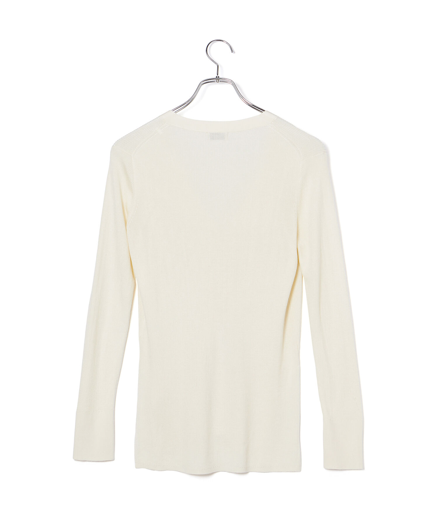 ROPE「【洗える】シルク100％Vネックリブロングカーデガン/スキンニット」|カーディガン|