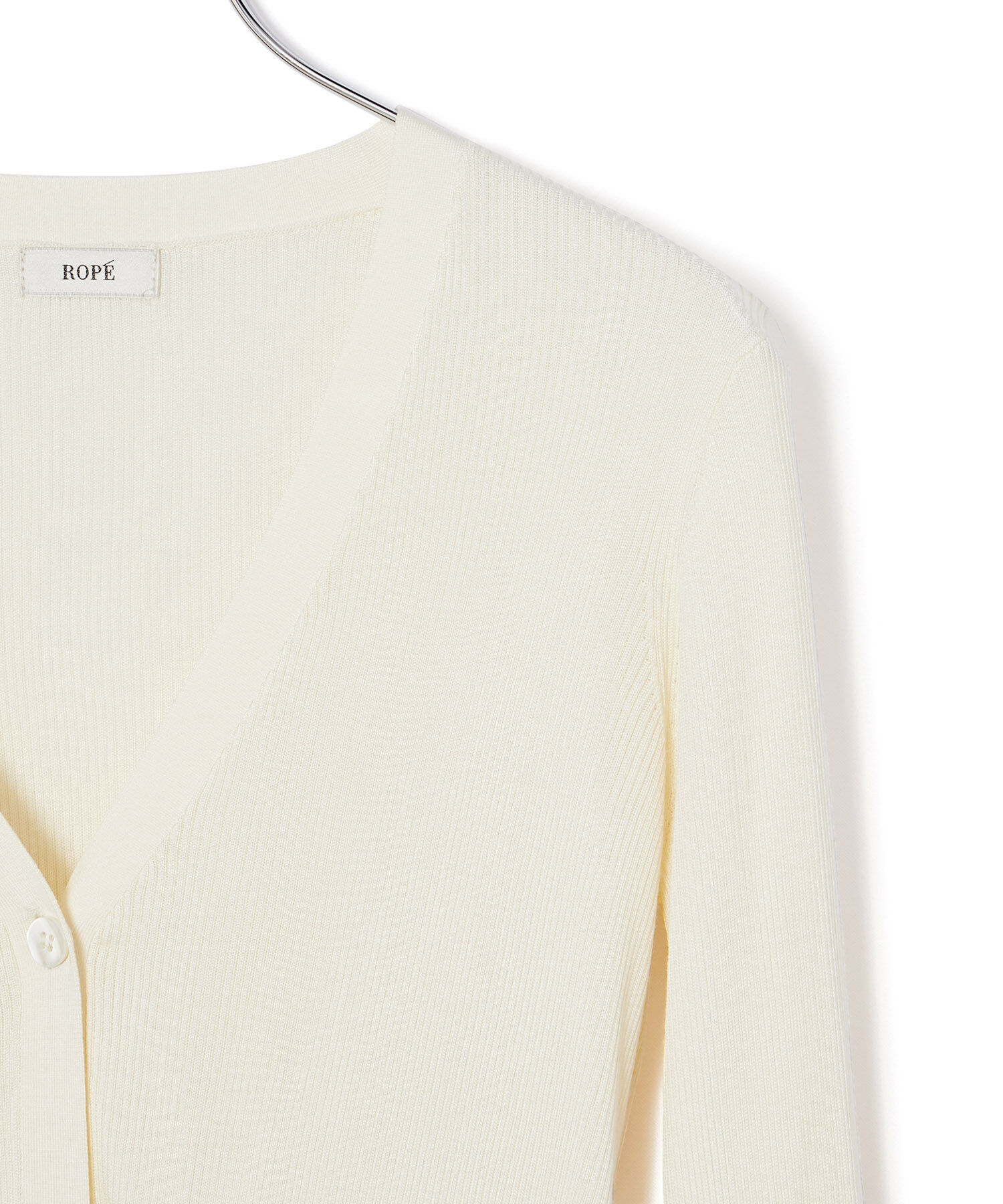 ROPE「【洗える】シルク100％Vネックリブロングカーデガン/スキンニット」|カーディガン|