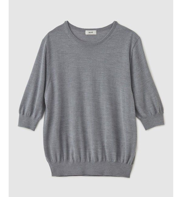 ROPE「SUPER160'sメリノウール半袖ニット【ロロ・ピアーナ社製ウール使用】/アンサンブル対応」|ニット・セーター|グレー