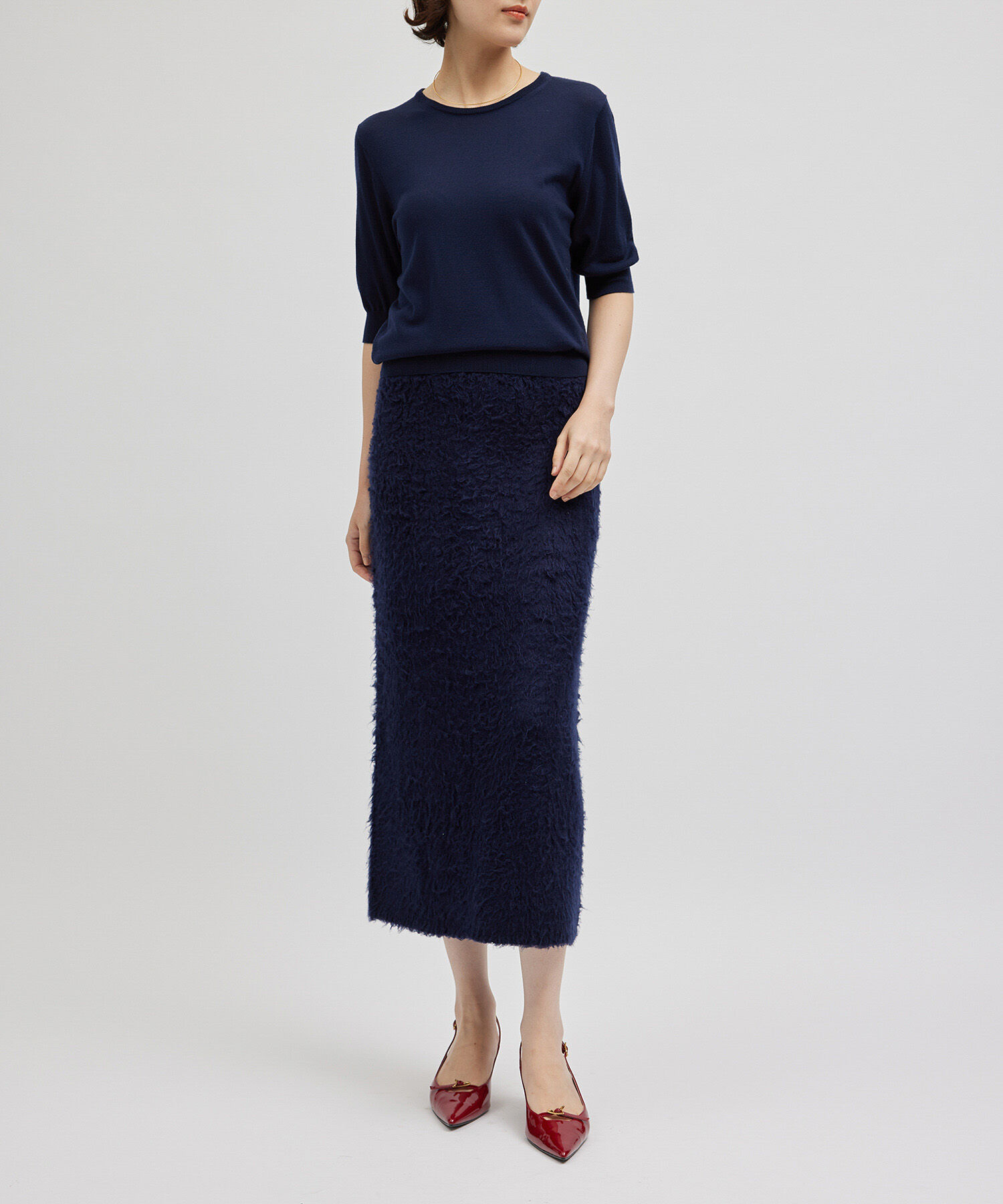 ROPE「SUPER160'sメリノウール半袖ニット【ロロ・ピアーナ社製ウール使用】/アンサンブル対応」|ニット・セーター|