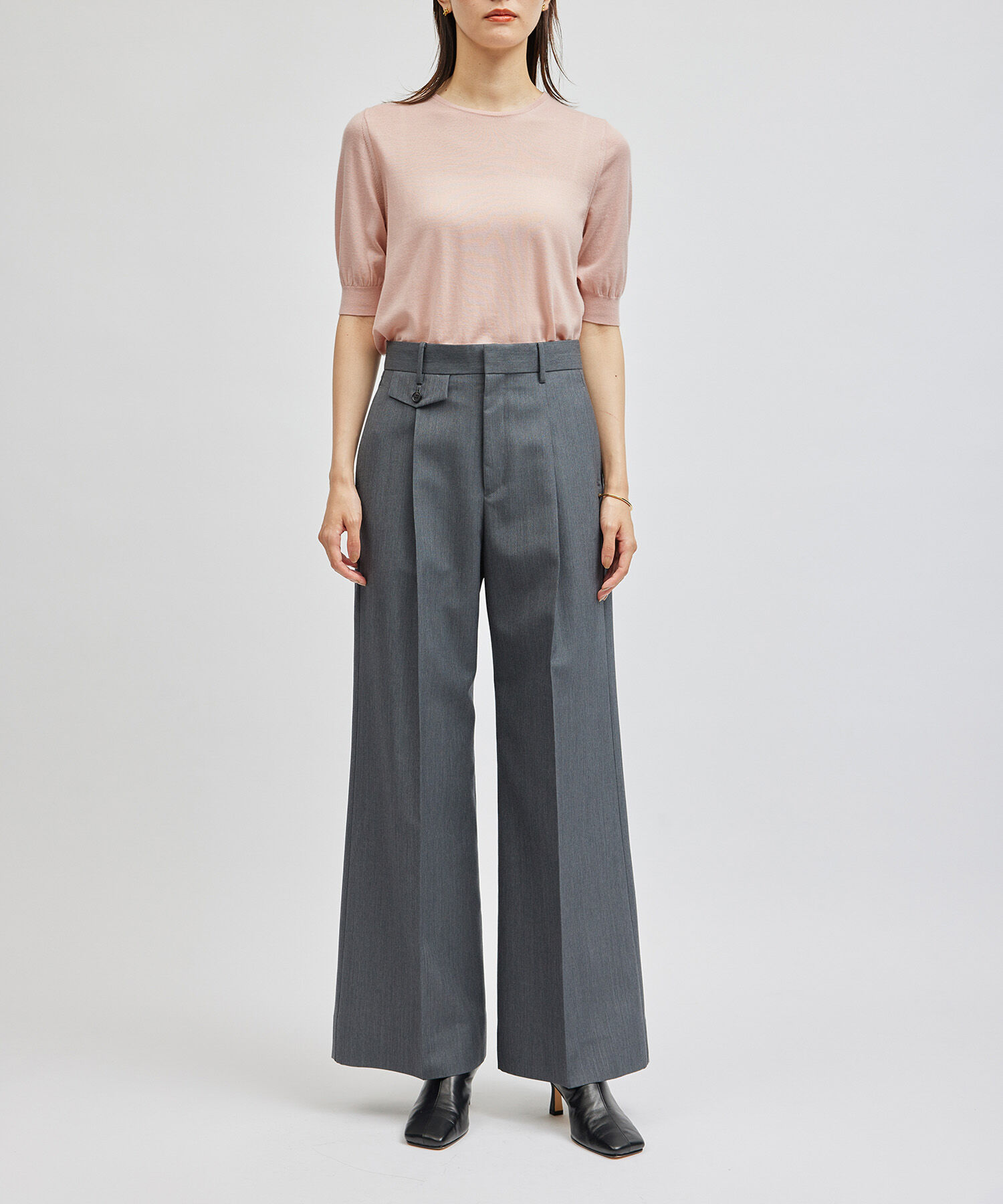 ROPE「SUPER160'sメリノウール半袖ニット【ロロ・ピアーナ社製ウール使用】/アンサンブル対応」|ニット・セーター|