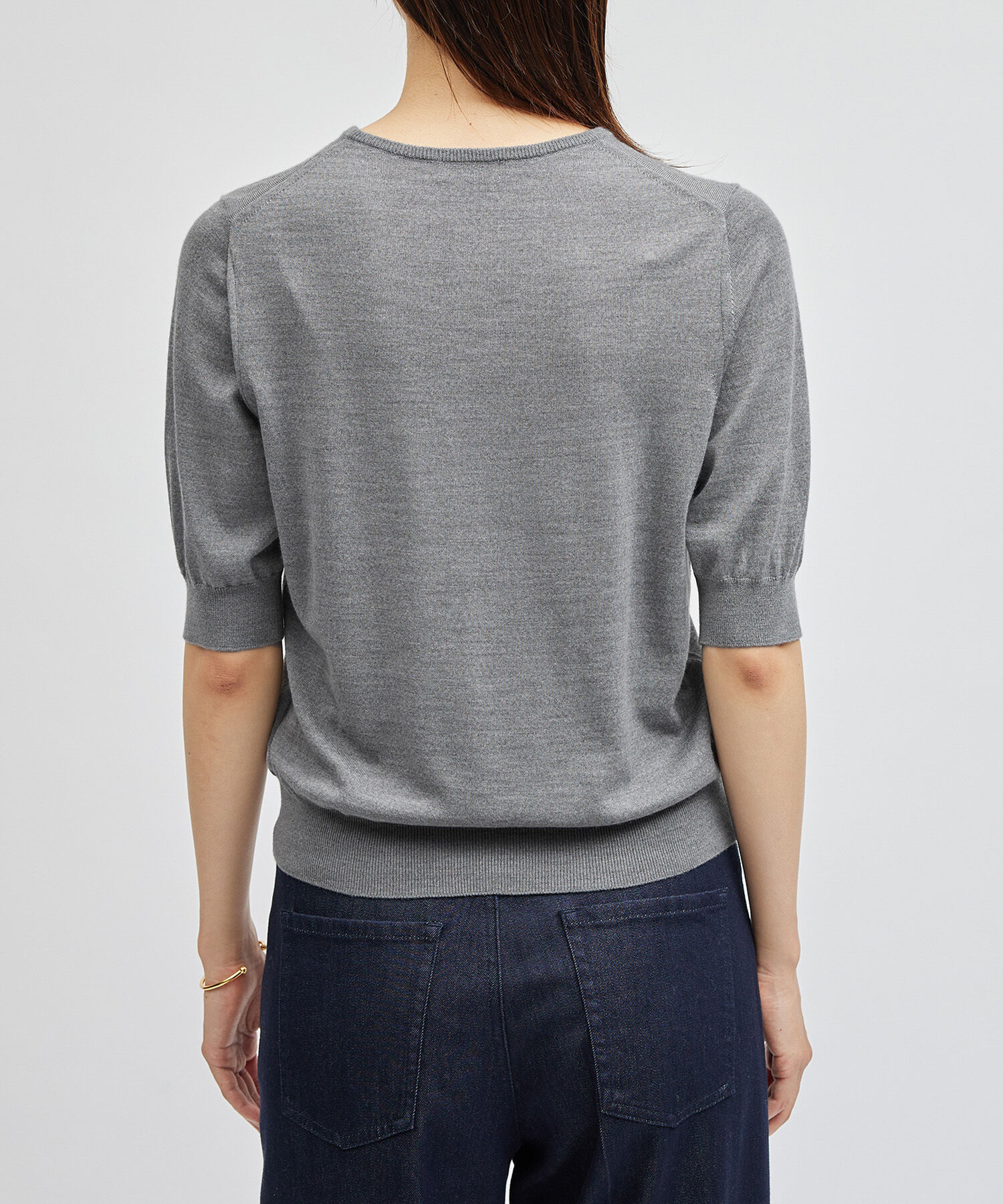 ROPE「SUPER160'sメリノウール半袖ニット【ロロ・ピアーナ社製ウール使用】/アンサンブル対応」|ニット・セーター|