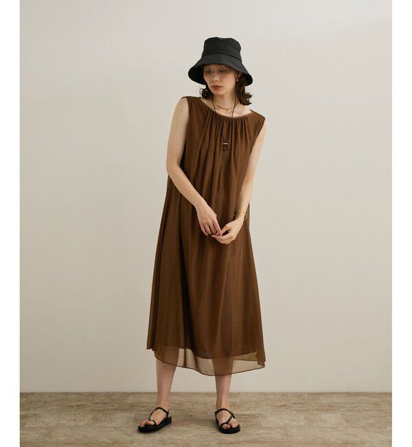 ROPE「ブライトネスヤーンギャザーワンピース/洗える」|ワンピース|