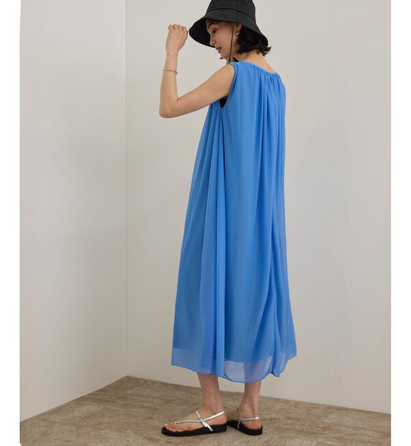 ROPE「ブライトネスヤーンギャザーワンピース/洗える」|ワンピース|ブルー(44)