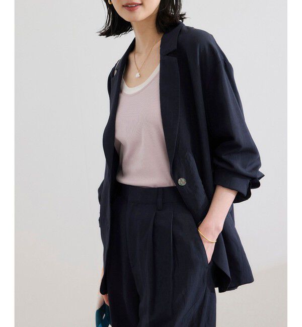 ROPE「レーヨンリネン ライトジャケット【セットアップパンツ・ワンピース対応】」|テーラードジャケット|