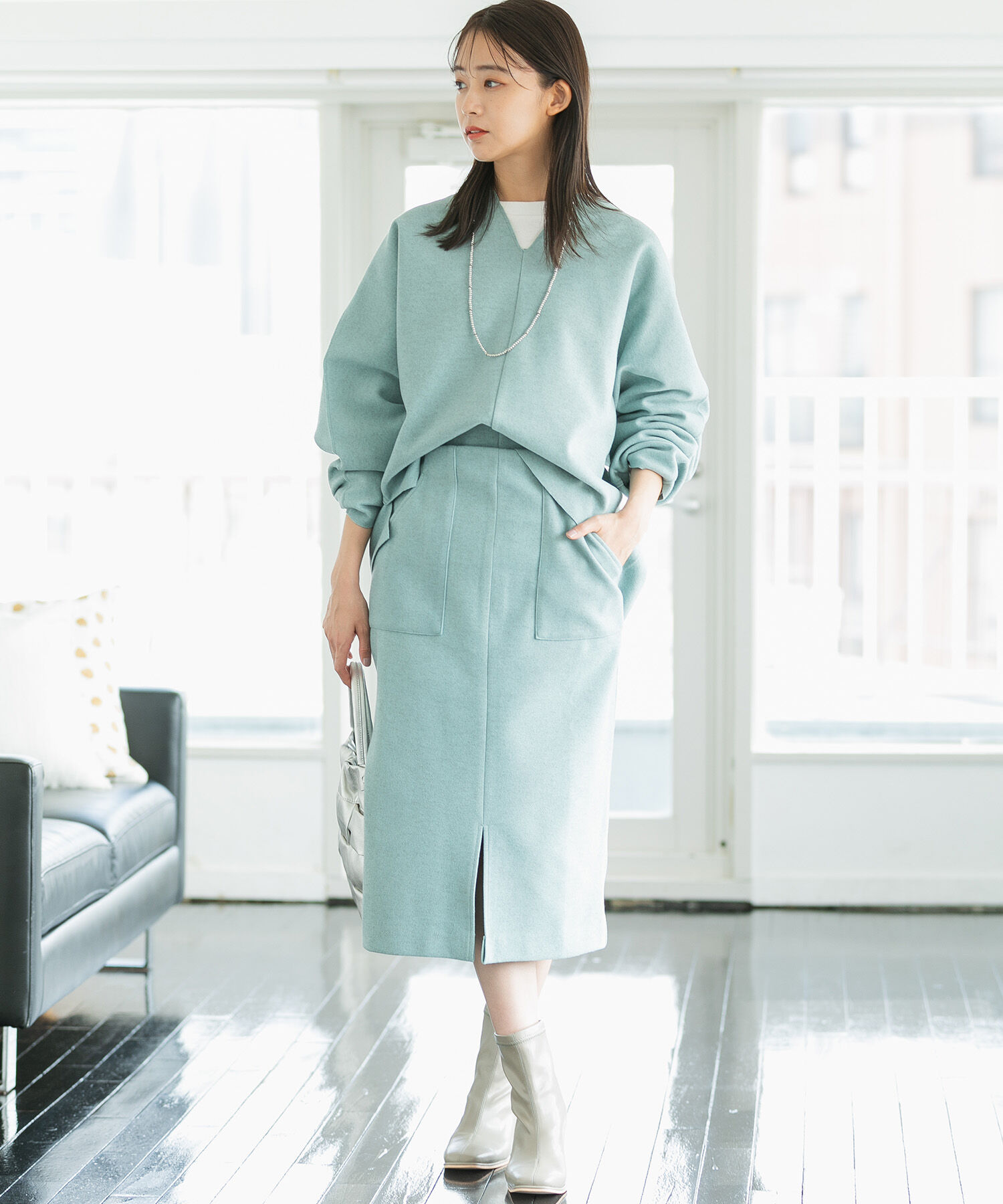 VIS「【Airy Warm】圧縮ニットソータイトスカート<セットアップ対応>」|スカート|