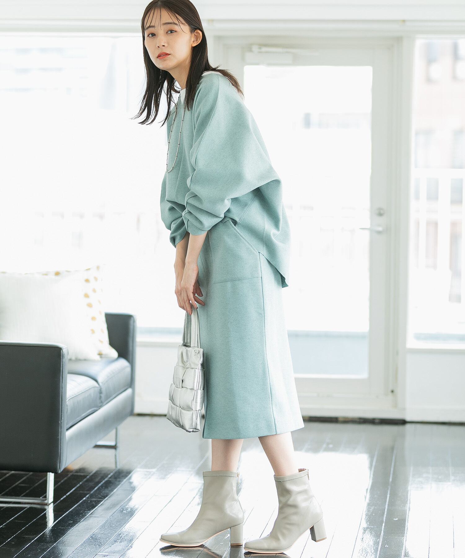 VIS「【Airy Warm】圧縮ニットソータイトスカート<セットアップ対応>」|スカート|