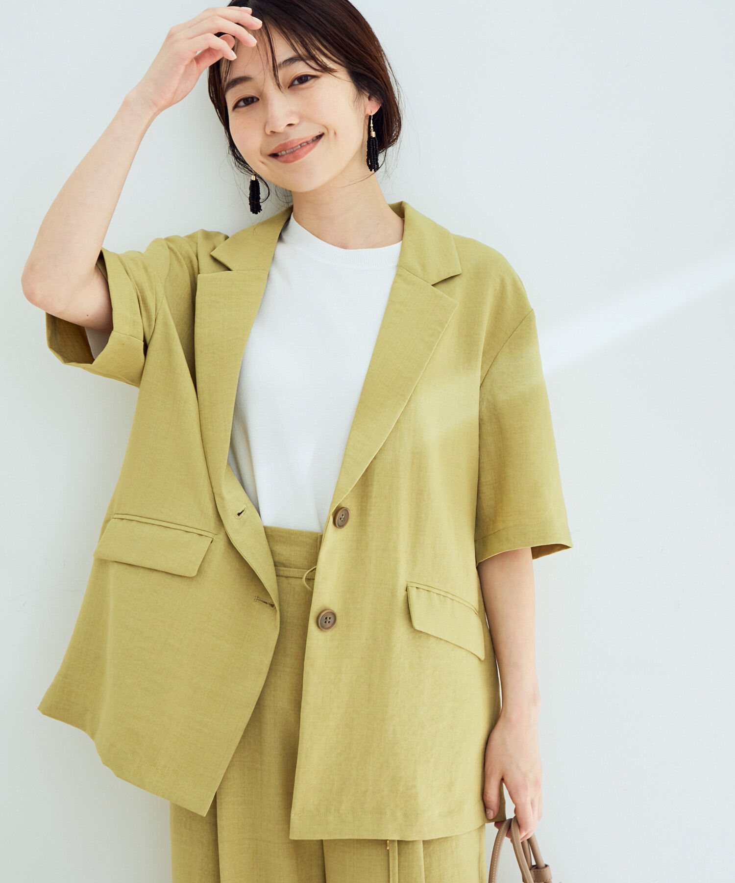 VIS「【セットアップ対応】リネンライクハーフスリーブジャケット【sustainable】」|テーラードジャケット|
