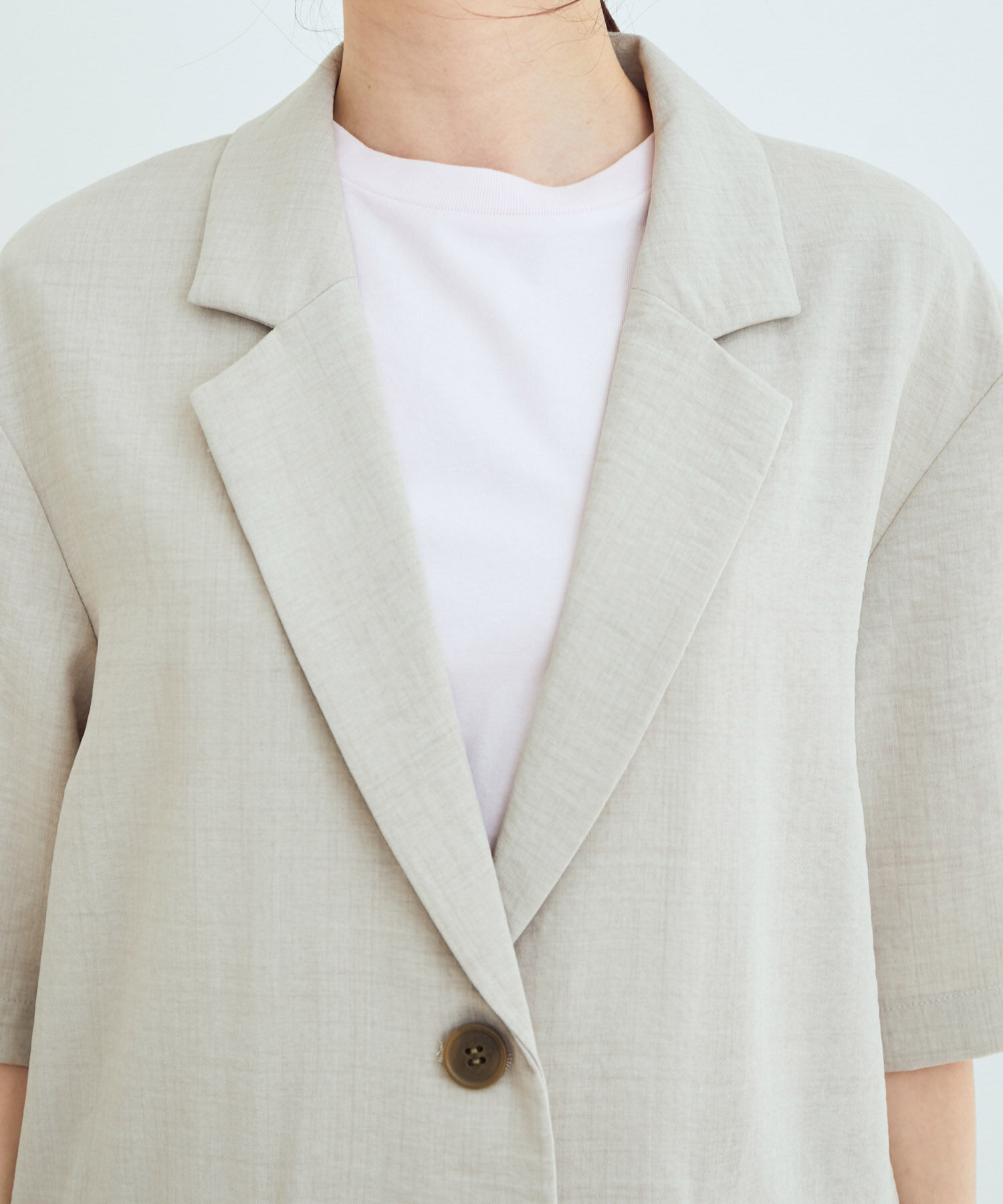 VIS「【セットアップ対応】リネンライクハーフスリーブジャケット【sustainable】」|テーラードジャケット|