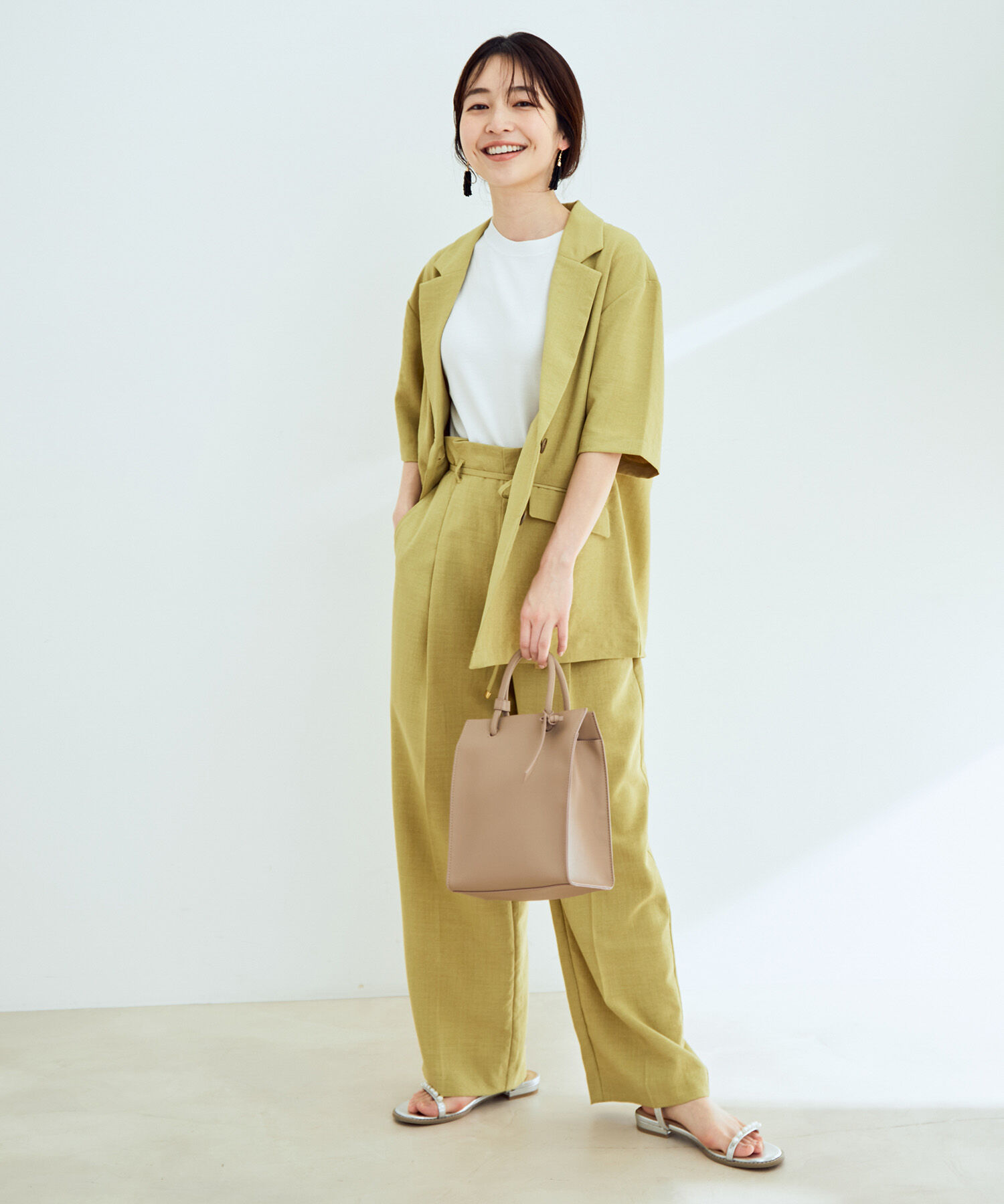 VIS「【セットアップ対応】リネンライクハーフスリーブジャケット【sustainable】」|テーラードジャケット|