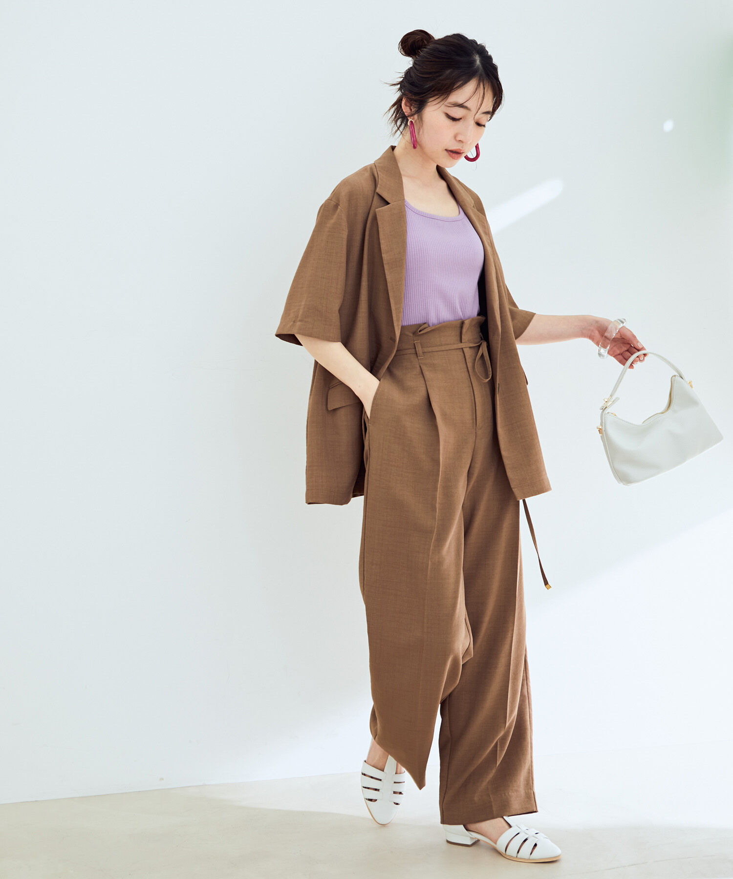 VIS「【セットアップ対応】リネンライクハーフスリーブジャケット【sustainable】」|テーラードジャケット|