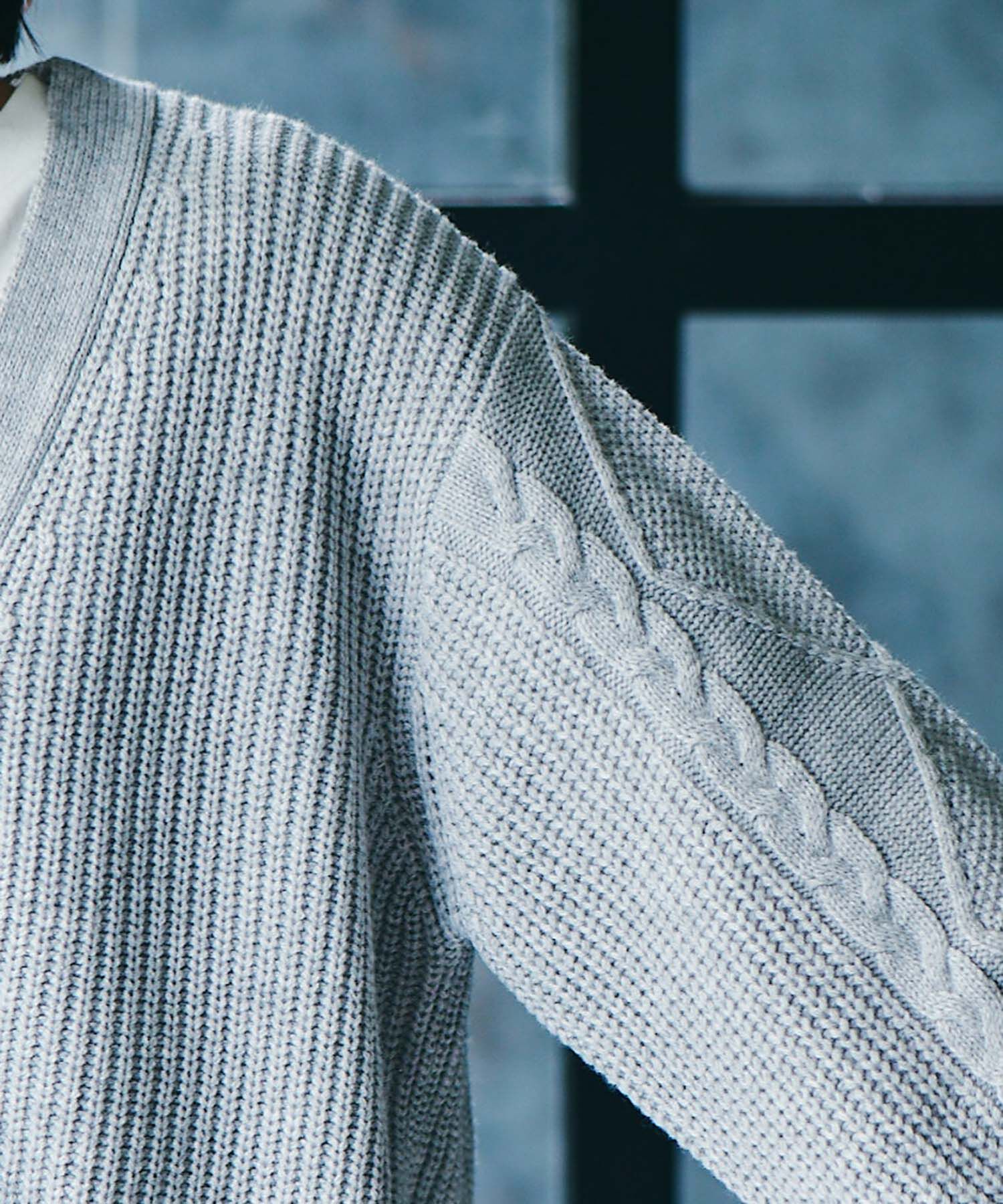 VIS「【洗える】袖ケーブルカーディガン【sustainable】」|カーディガン|
