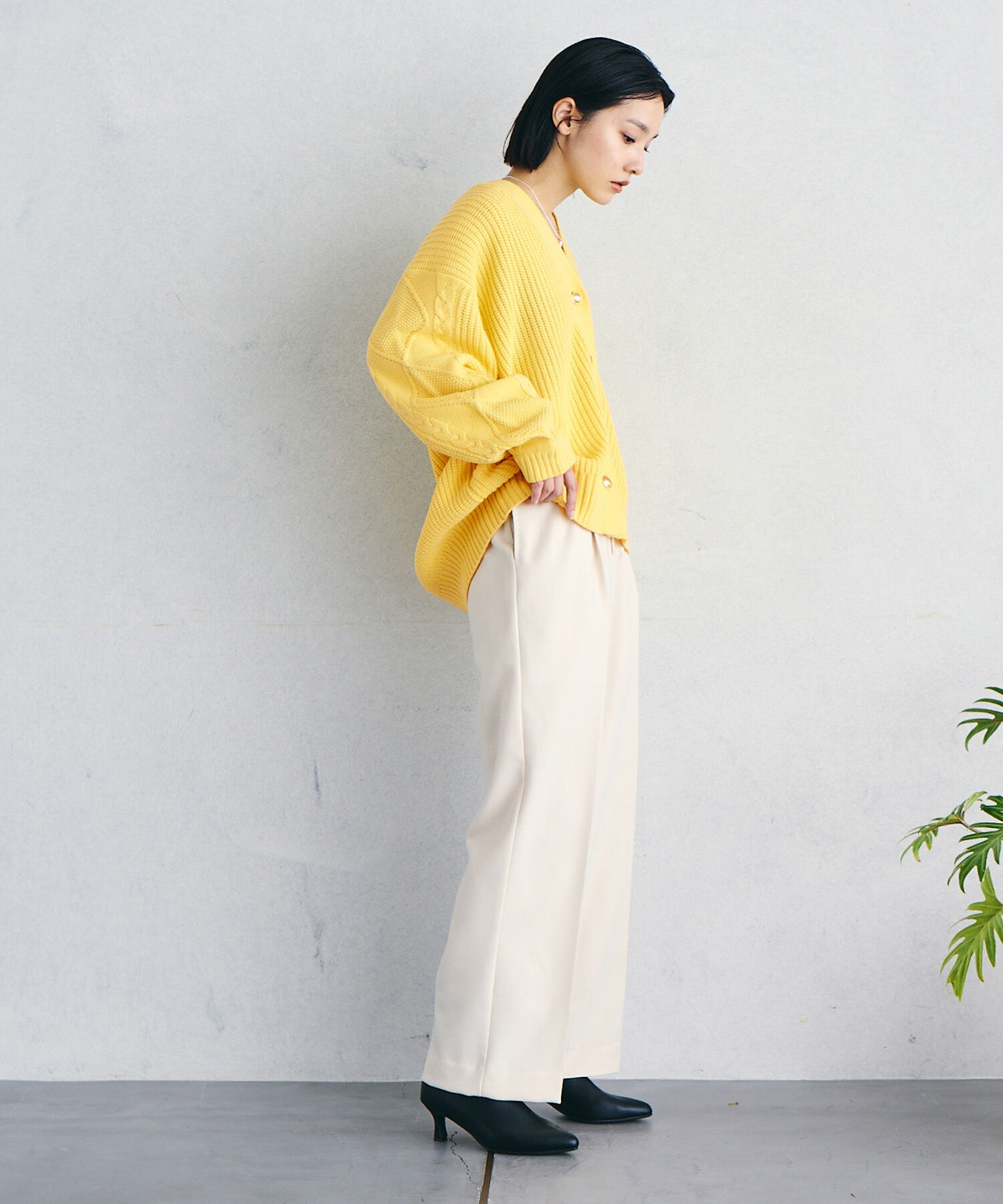 VIS「【洗える】袖ケーブルカーディガン【sustainable】」|カーディガン|