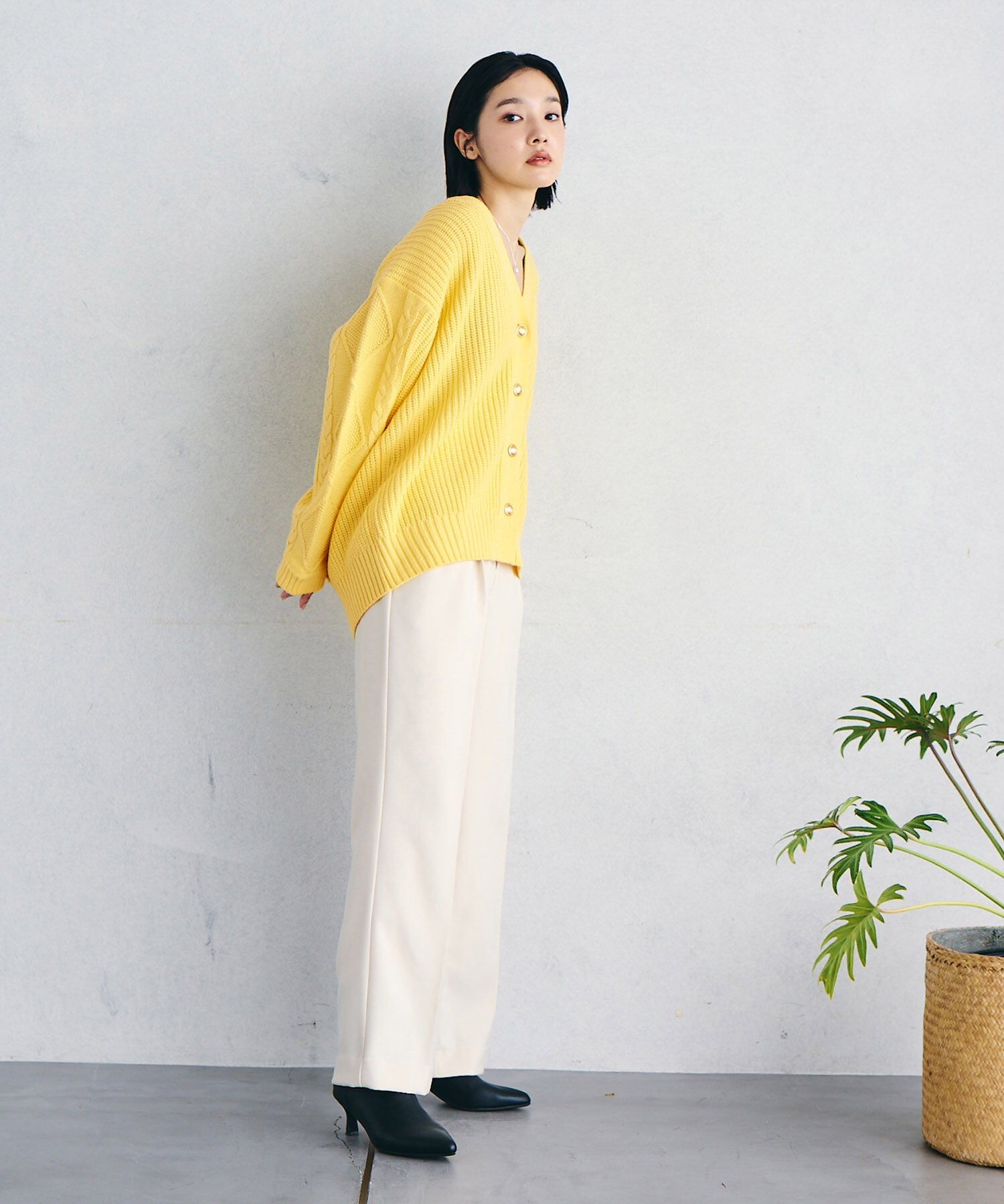 VIS「【洗える】袖ケーブルカーディガン【sustainable】」|カーディガン|